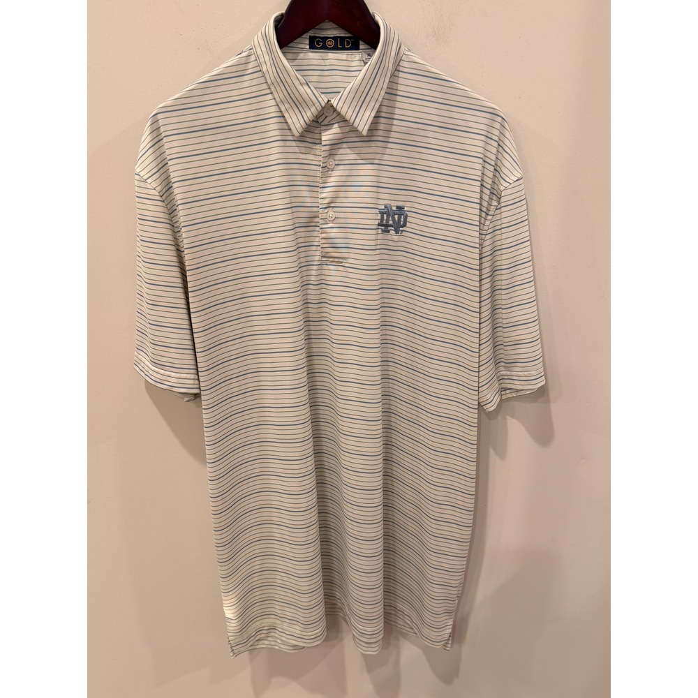 Gold Notre Dame Fighting Irish Mens XL Striped Performance Golf Polo Shirt ND